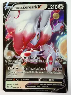 Pokemon TCG - Hisuian Zoroark V 146/196 Holo Rare V Lost Origin - Image 1