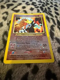 Entei #34 Pokemon 2000 Movie Black Star Promo Reverse Holo SWIRL LP - Image 3