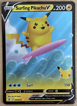 Surfing Pikachu V 008/025 Celebrations 25th Anniversary Ultra Rare Pokemon NM - Image 1