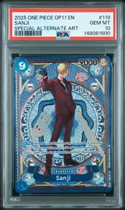 2025 ONE PIECE OP11-A FIST OF DIVINE SPEED SPECIAL ALTERNATE ART SANJI PSA 10 - Image 1
