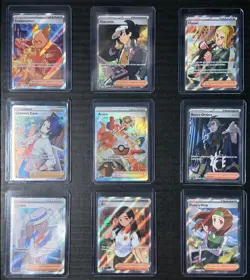 Pokemon TCG Full Art Trainer Lot Arven Boss’s Orders Eri NM 9 Cards FA Trainers - Image 1