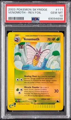 2003 POKEMON SKYRIDGE #111 VENOMOTH-REVERSE FOIL PSA 10 - Image 1