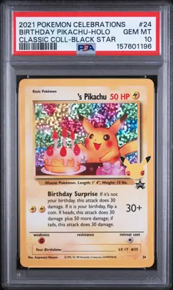 2021 POKEMON CELEBRATIONS CLASSIC COLLECTION #24 BIRTHDAY PIKACHU-HOLO PSA 10 - Image 1