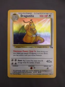 Pokemon TCG Dragonite 4/62 Fossil Holo Rare Unlimited Stage 2 100 HP Eng 1999 - Image 1