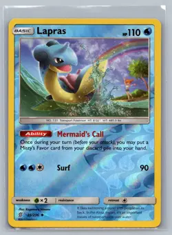 Reverse Holo Lapras 36/236 Uncommon Unified Minds Pokemon NM - Image 1