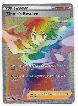 Zinnia's Resolve Rainbow Full Art 225/203 SWSH Evolving Skies Pokemon Card NM - Image 1