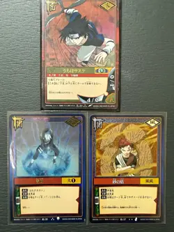 Bandai Naruto Card Game Japanese Foil Holo 3-Card Lot Sasuke Kakashi Gaara 2002 - Image 1