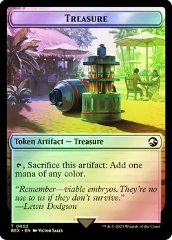 Magic The Gathering MTG TREASURE // VAMPIRE DEMON TOKEN FOIL Jurassic World NM - Image 1