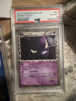 2010 Pokemon HG & SS Crobat-Holo Unleashed #85/95 EX-MT PSA 6 - Image 1