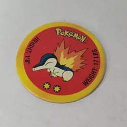 VTG 2000 Cyndaquil Pokemon Pog Cardboard Coin Nintendo Battle Disc Replacement - Image 1