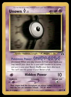 Pokemon Cards Unown [I] 68/75 Unlimited Neo Discovery Common LP - Image 1