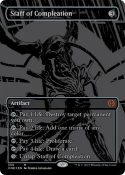 Staff of Compleation (Oil Slick Raised Foil) Full Art Phyrexia MTG NM - Image 1