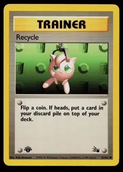 RECYCLE 61/62 COMMON FOSSIL POKEMON 1ST EDITION NM - Image 1