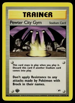 PEWTER CITY GYM 115/132 UNCOMMON GYM HEROES POKEMON 1ST EDITION LP - Image 1