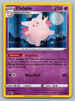 Pokemon TCG SWSH02: Rebel Clash Clefable 075/192 - Image 1