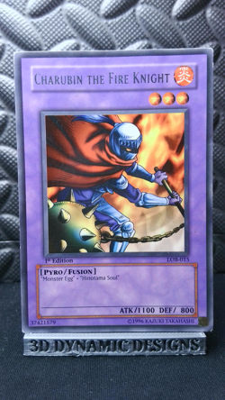 | Yugioh Charubin the Fire Knight LOB-015 1st ED Rare Legend Of Blue Eyes HP | - Image 1