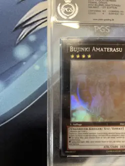 YuGiOh 2014 Bujinki Amaterasu PRIO-DE052 PGS 8.5 Ghost Rare 1st Edition - Image 3