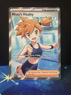 Misty's Vitality 111/084 Me05: Pitch Black Ultra Rare NM Pokemon Card FULL ART - Image 1
