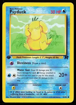 Psyduck 65/82 1st Edition Common Team Rocket Pokemon Card Damaged - Image 1