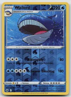 Wailord 032/159 Reverse Holo Rare - Zenit der Konige - DE - NM - Pokemon TCG - Image 1