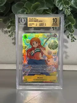 Bandai One Piece Card Game Nami EB03-053 Alt Art SR Holo BGS 10 Pristine - Image 1