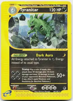 Tyranitar 66/165 Rare Expedition Base Set Pokemon Moderately Played - Image 1