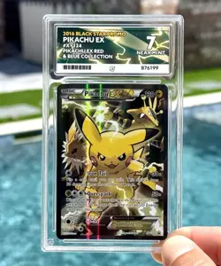 2016 Pokemon XY Black Star Promo Pikachu EX Holo XY124 ACE Grading 7 - Image 1