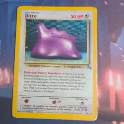 Pokemon TCG Ditto Holo Rare Card Fossil Set, 3/62, Vintage WOTC - Image 1