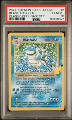 PSA 10 Blastoise 2/102 Holo Celebrations Classic Collection Pokemon TCGKITTEN - Image 2