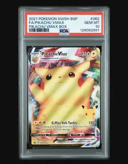 2021 POKEMON SWSH BLACK STAR PROMO PIKACHU VMAX BOX FULL ART/PIKACHU VMAX PSA 10 - Image 1