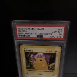 1999 POKEMON BASE SET SHADOWLESS RED CHEEKS-#58 PIKACHU PSA 10 - Image 4