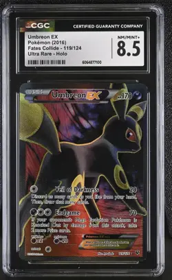 CGC 8.5 Umbreon EX 2016 Fates Collide 119/124 Ultra Rare,Holo Pokemon Card - Image 1