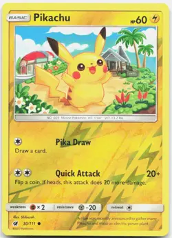 Pikachu 30/111 Common Crimson Invasion Pokemon Reverse Holo NM - Image 1