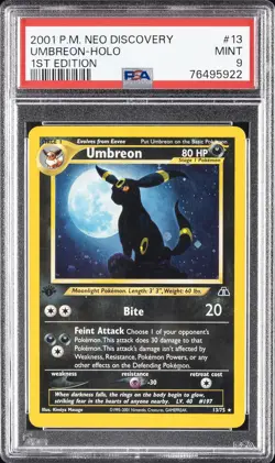 2001 POKEMON NEO DISCOVERY 1ST EDITION #13 UMBREON-HOLO PSA 9 - Image 1