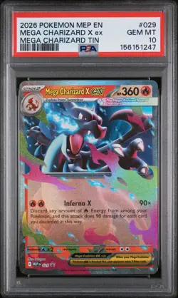 2026 POKEMON MEP EN-ME BLACK STAR PROMO #029 MEGA CHARIZARD X EX PSA 10 - Image 1