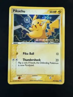 Pokemon Card Pikachu 60/106 EX Emerald Stamped Reverse Holo 2005 - Image 1