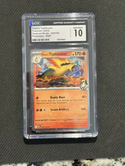 2025 Pokemon Destined Rivals Staff Prerelease #034 Ethan's Typhlosion CGC 10 - Image 1
