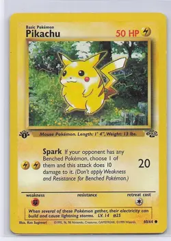 Pikachu 60/64 Common Jungle Pokemon 1st Edition Moderately Played - Image 1