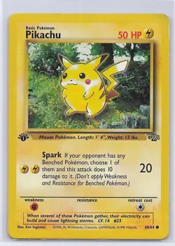Pikachu 60/64 Common Jungle Pokemon 1st Edition Damaged - Image 1