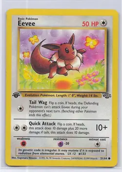 Eevee 51/64 Common Jungle Pokemon 1st Edition Heavily Played - Image 1