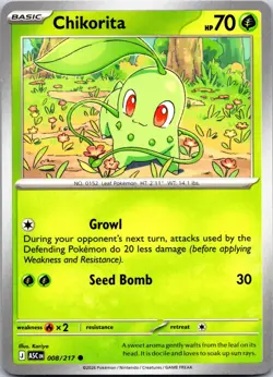Chikorita 008/217 Common Ascended Heroes Pokemon Near Mint - Image 1