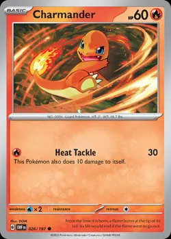 Charmander 26/197 Common | Obsidian Flames | Pokemon Card - Image 1