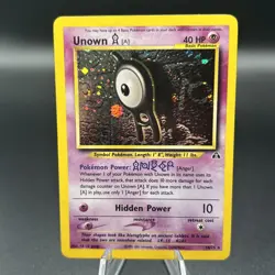 Pokemon TCG Unown A 14/75 Neo Discovery Unlimited Holo Rare WOTC Vintage - Image 1