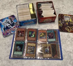 Large Yu-Gi-Oh Card Collection Lot Played Cards Binder 2 Tins Hundreds Mixed - Image 2