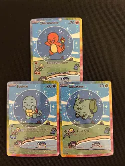 Charmander Bulbasaur & Squirtle Display Art Cards - Image 1