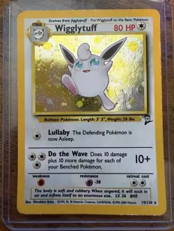 Wigglytuff 19/130 Base Set 2 Holo Rare DMG SWIRL 🌀 - Image 2