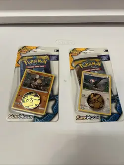 Lot of 2 Sun Moon Checklane Blister Pack Pikipek Rockruff SM06 SM07 Pokemon TCG - Image 1