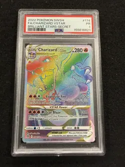 Pokemon Charizard VSTAR Rainbow Secret Rare 174/172 from Brilliant Stars PSA 1 ! - Image 1