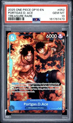 2025 One Piece Royal Blood Portgas D Ace Treasure Rare #OP08-052 PSA 10 GEM MINT - Image 1