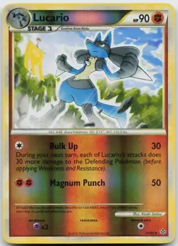 Lucario 19/95 Reverse Holo Pokemon HGSS Unleashed - NM - Image 1